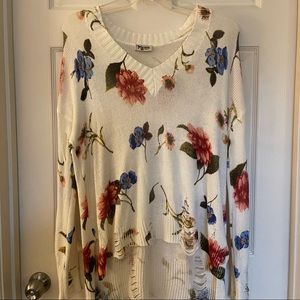 Show Me Your MuMu Floral Lightweight Distressed Sweater